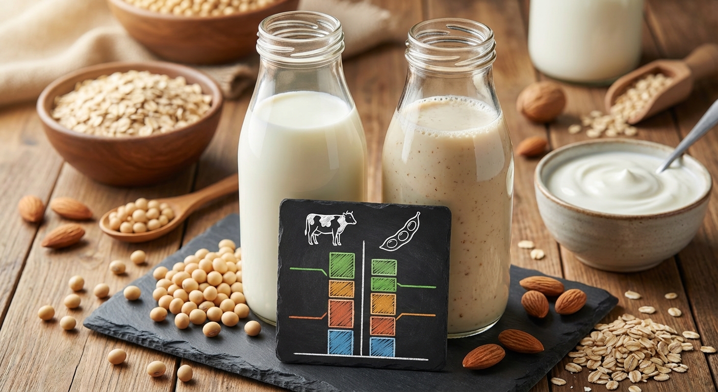 우유와 두유 영양 성분 비교 그래프