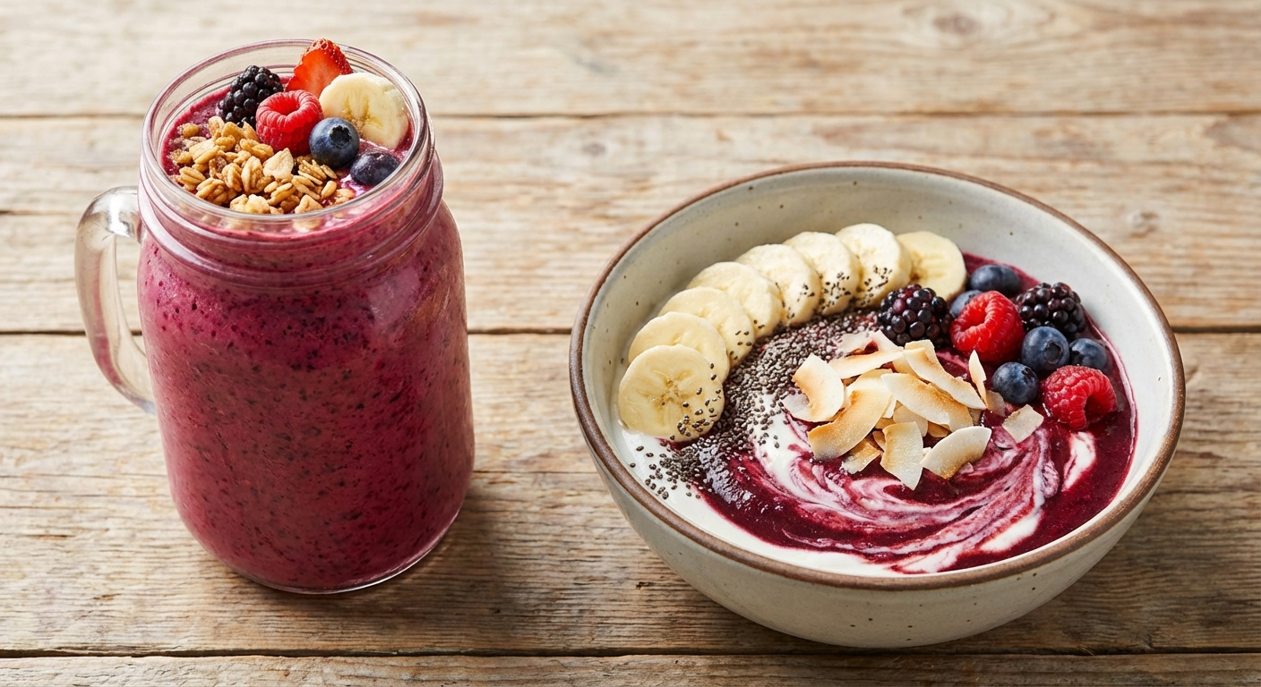 스무디와 요거트 볼 완성 사진