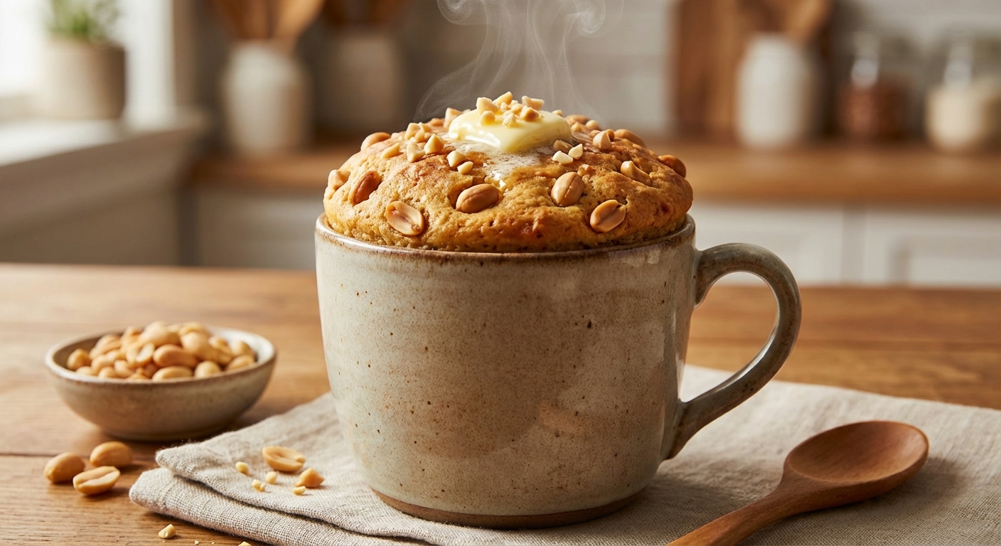 머그컵에 담긴 완성된 땅콩빵