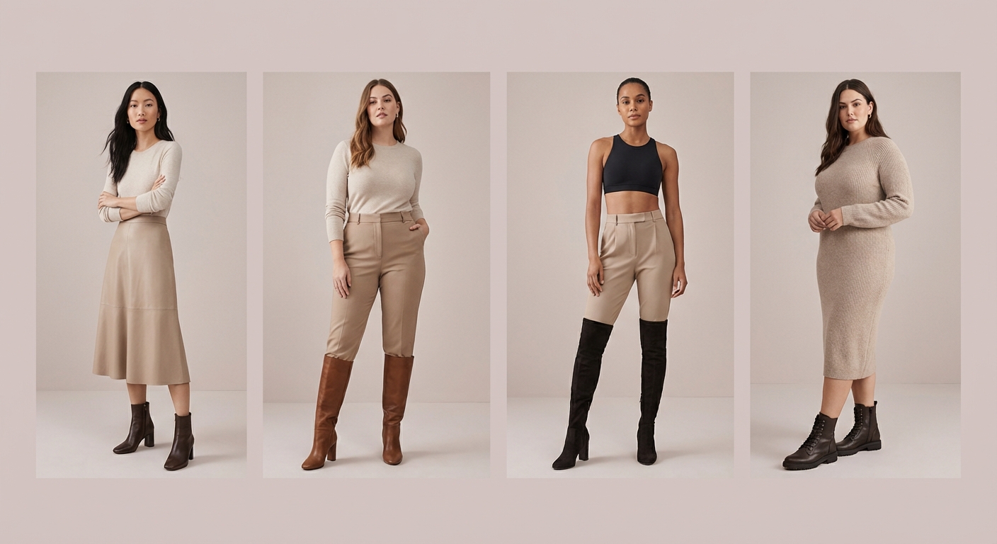 체형별 부츠 착용 비교 이미지