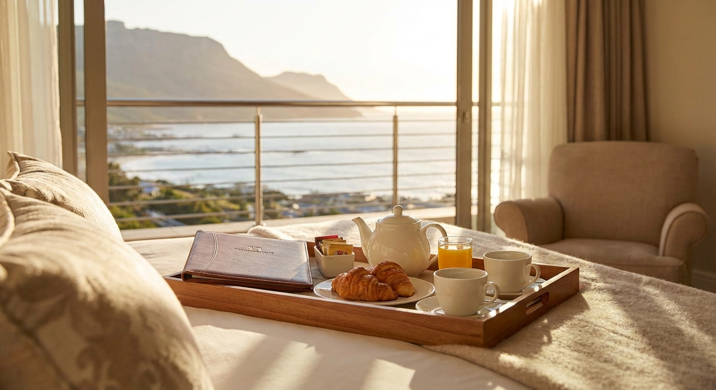 호텔 룸서비스 메뉴와 트레이