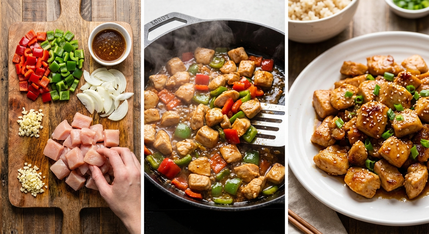 닭가슴살 큐브 볶음 조리 과정