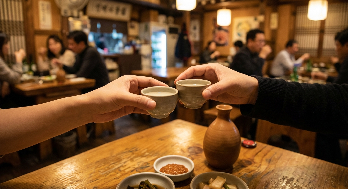 술잔을 주고받는 모습