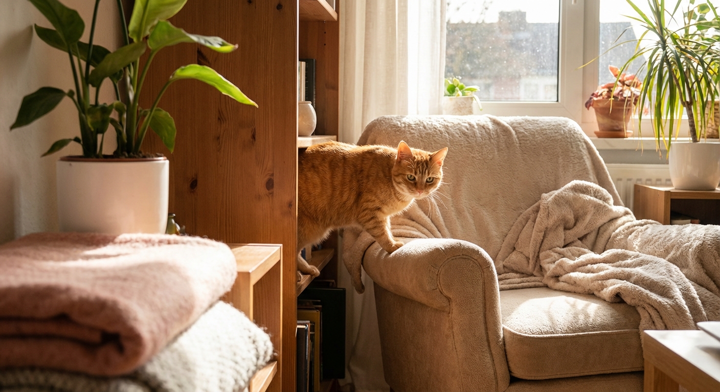 고양이가 좁은 공간을 통과하는 모습