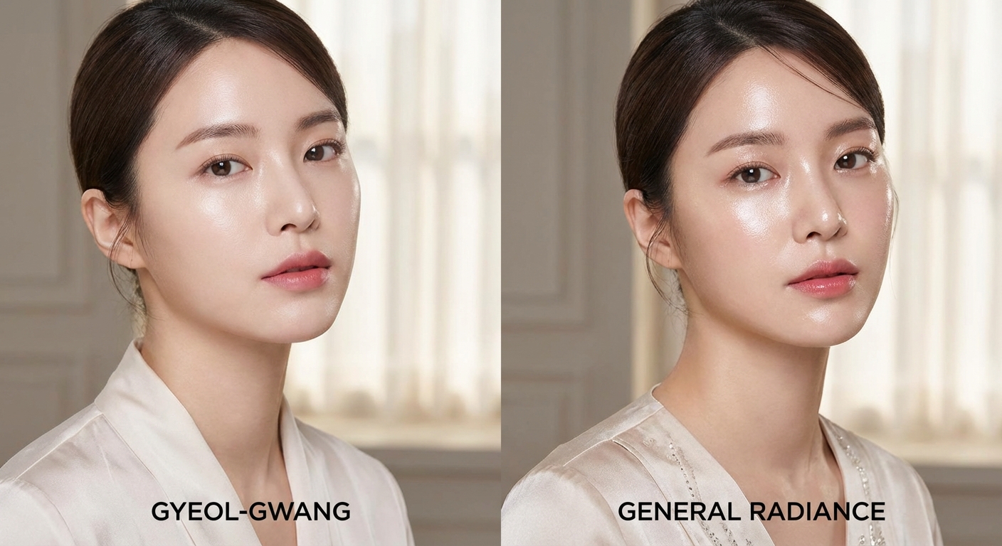 결광 메이크업과 일반 광채 메이크업 비교 사진
