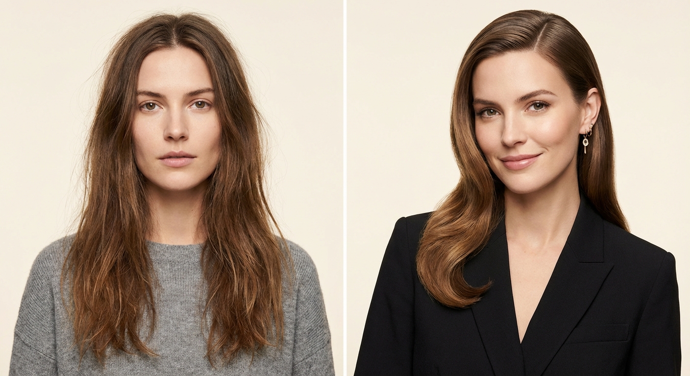 사이드 파트 스타일 비포 애프터