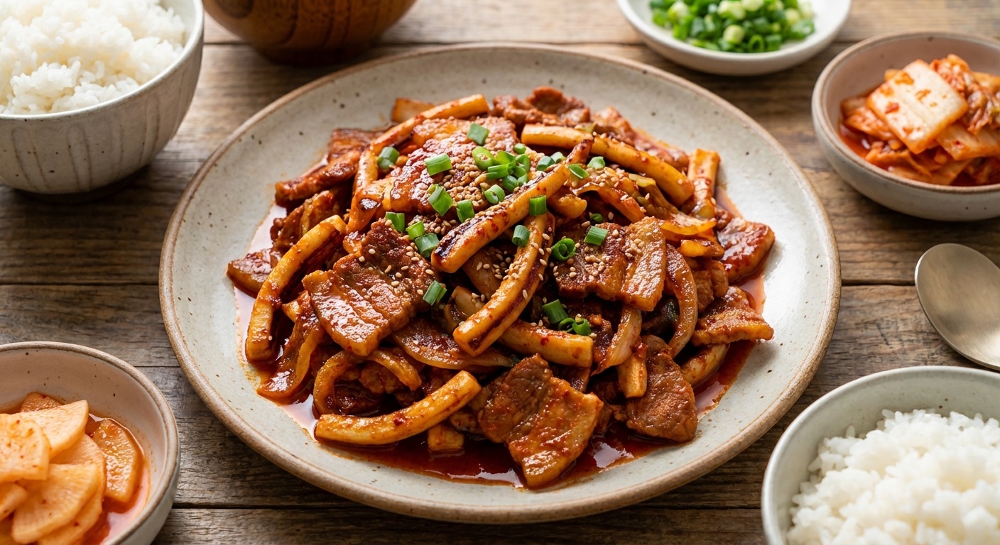 완성된 오삼 불고기 접시