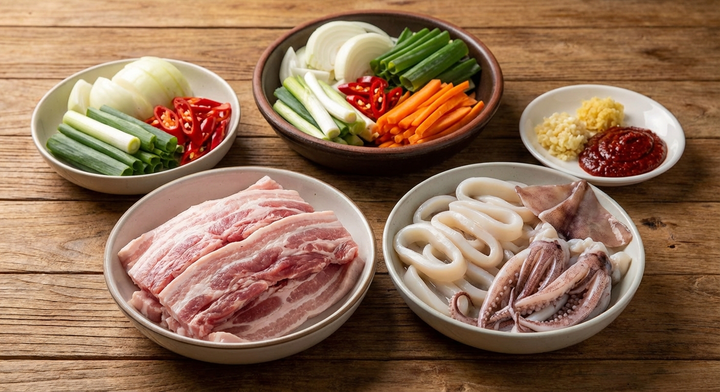 오삼 불고기 재료 준비 모습