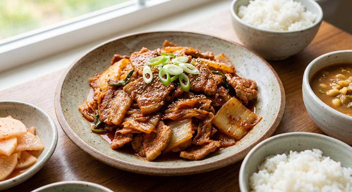 김치 두루치기 완성 접시