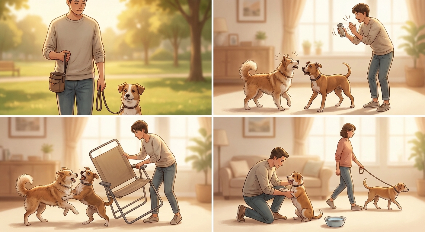 강아지 싸움을 안전하게 분리하는 방법 체크리스트