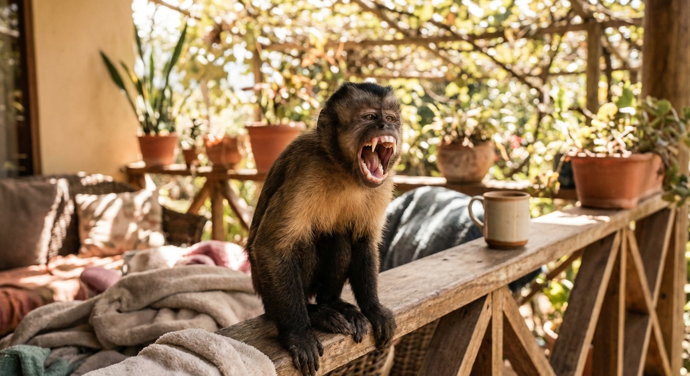 원숭이의 날카로운 이빨