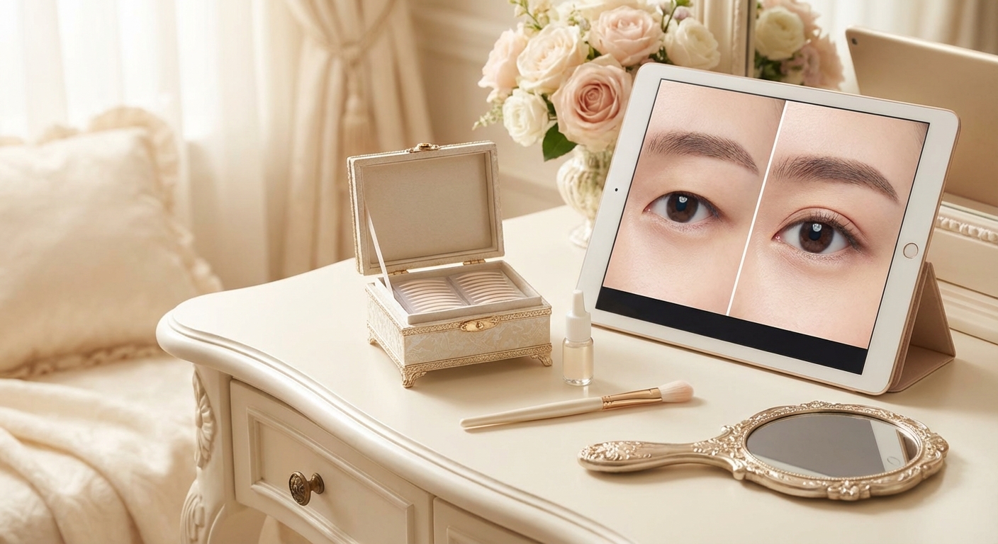 쌍커풀 테이프와 글루 사용 전후 비교