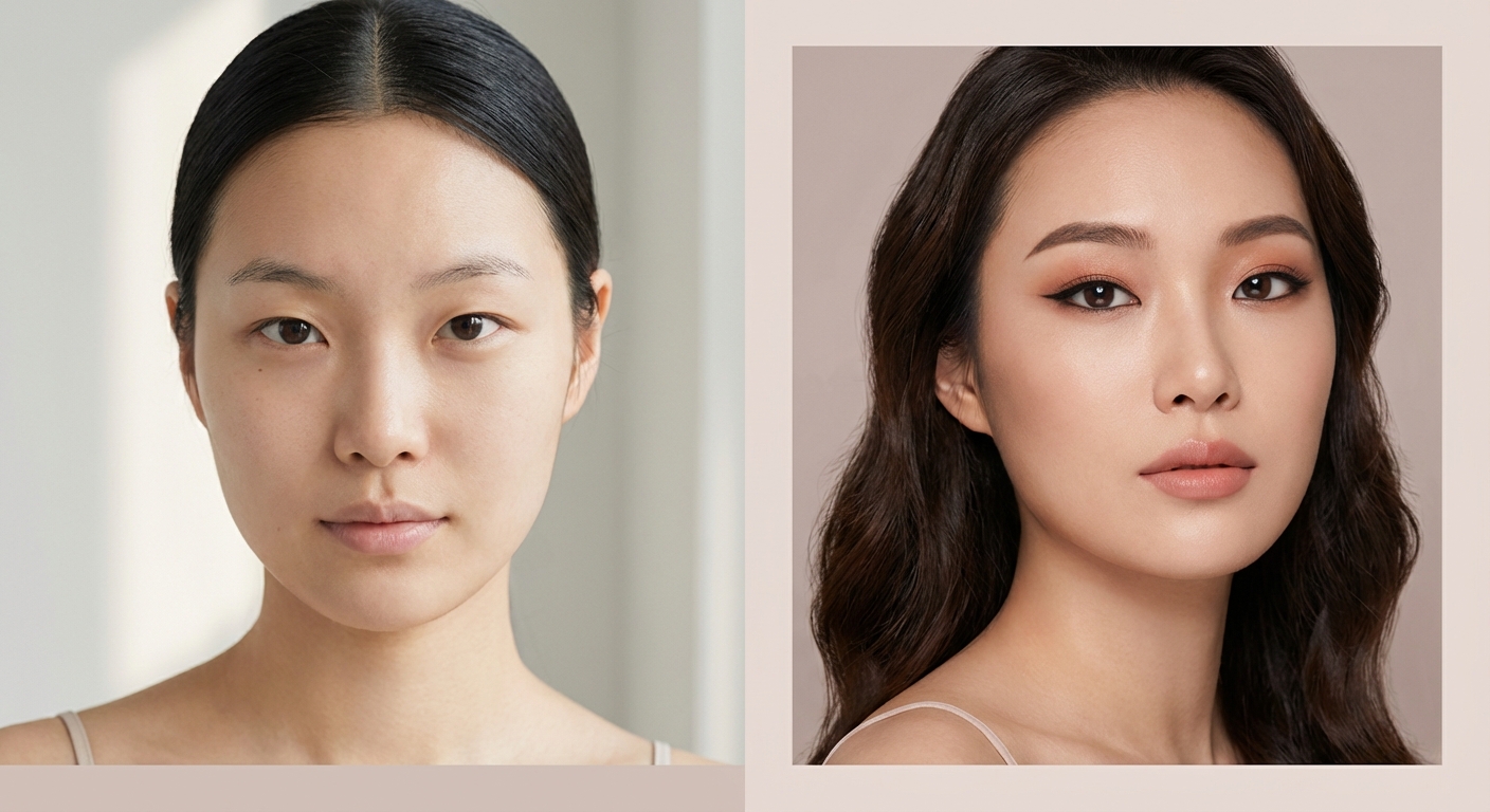 무쌍 메이크업 비포 애프터