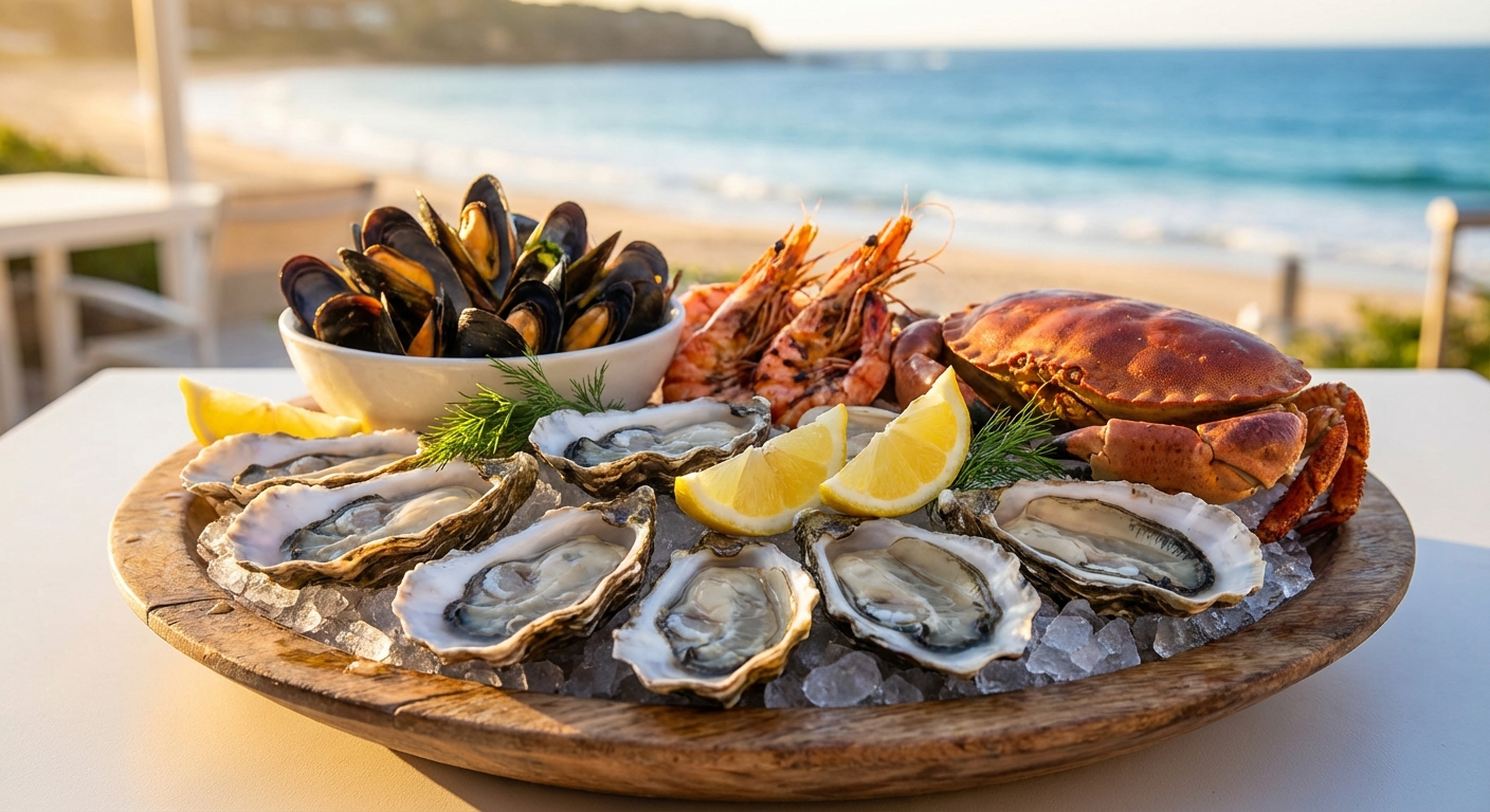 신선한 굴과 여름철 해산물 이미지