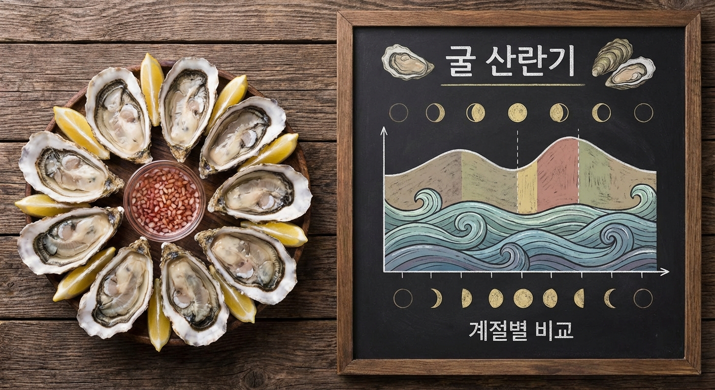 굴 산란기와 계절별 비교 그래프