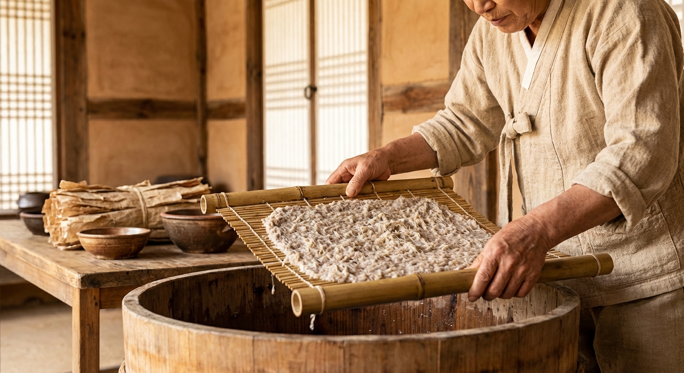 전통 한지 제작 과정 사진
