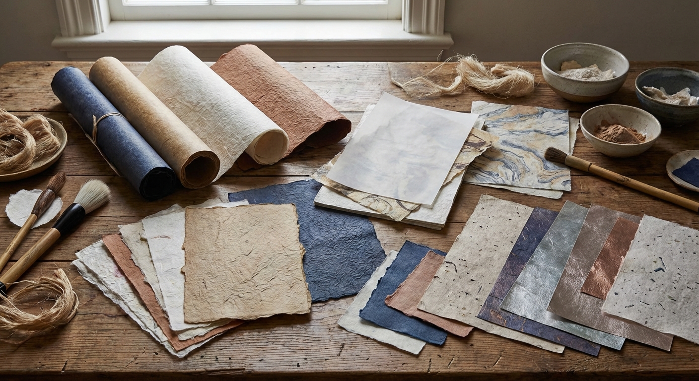 다양한 종류의 현대 종이 샘플