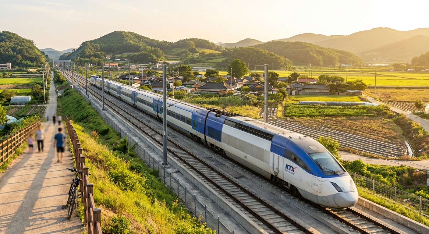 KTX 고속철도 선로의 직선 구간